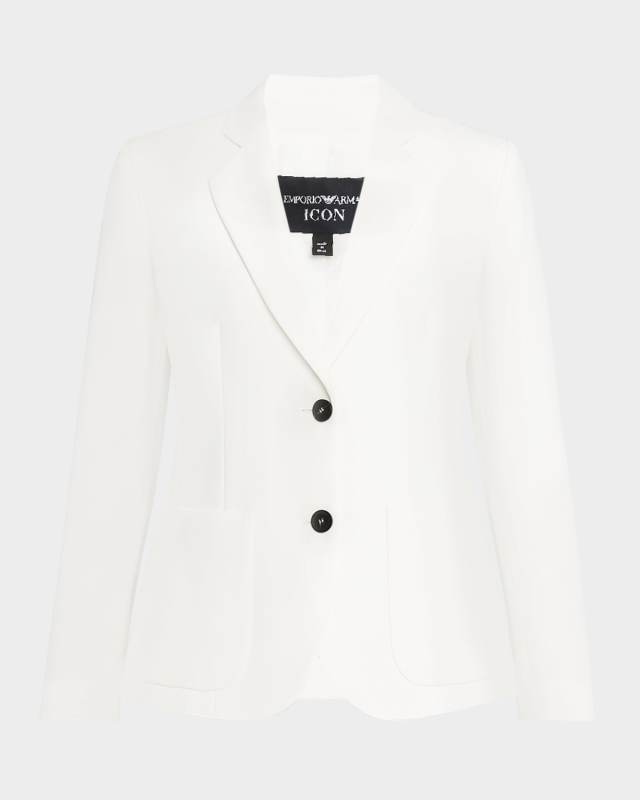 Single-Breasted Contrast Button Blazer